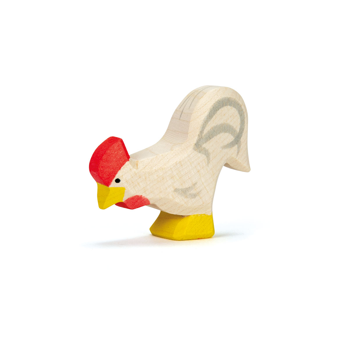 Holztiger Wooden Chicken Figure - Large Chunky Hand-Painted Toy For Kids & Adults, Maple Wood Animal